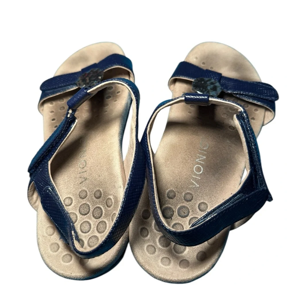 Blue Strappy Sandals with Metallic Accents